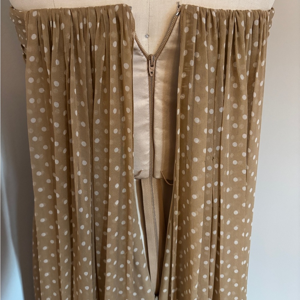 Melinda Eng Draped Scarf / Shawl Tan Polka Dot Dress - Picture 12 of 14